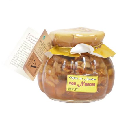 Bote gourmet de miel cruda con nueces