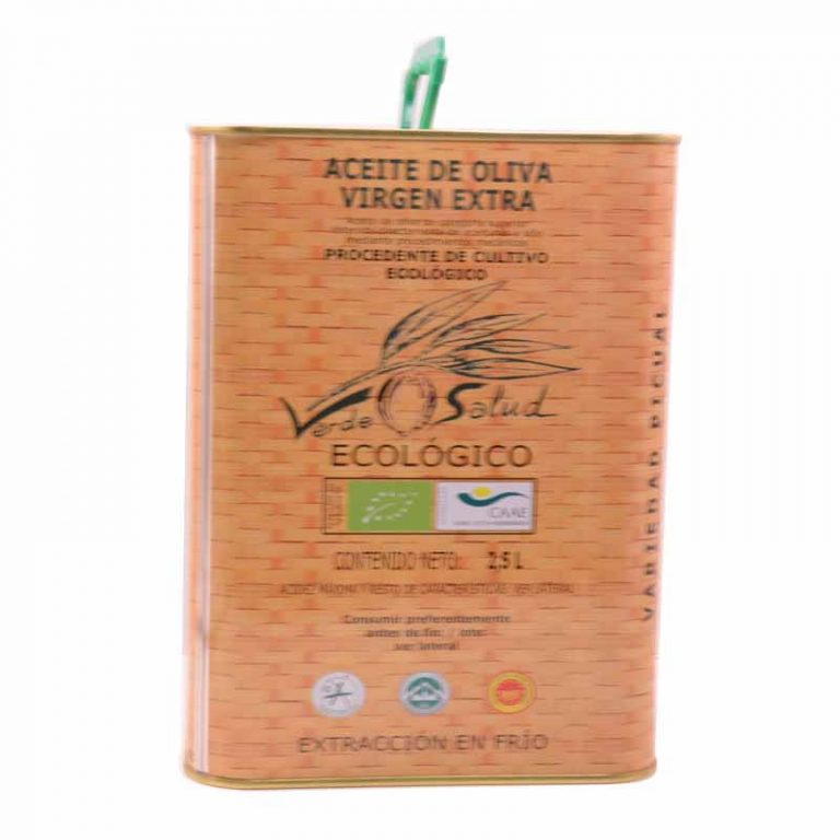 aceite de oliva ecológico de Verde Salud 2.5 l lata