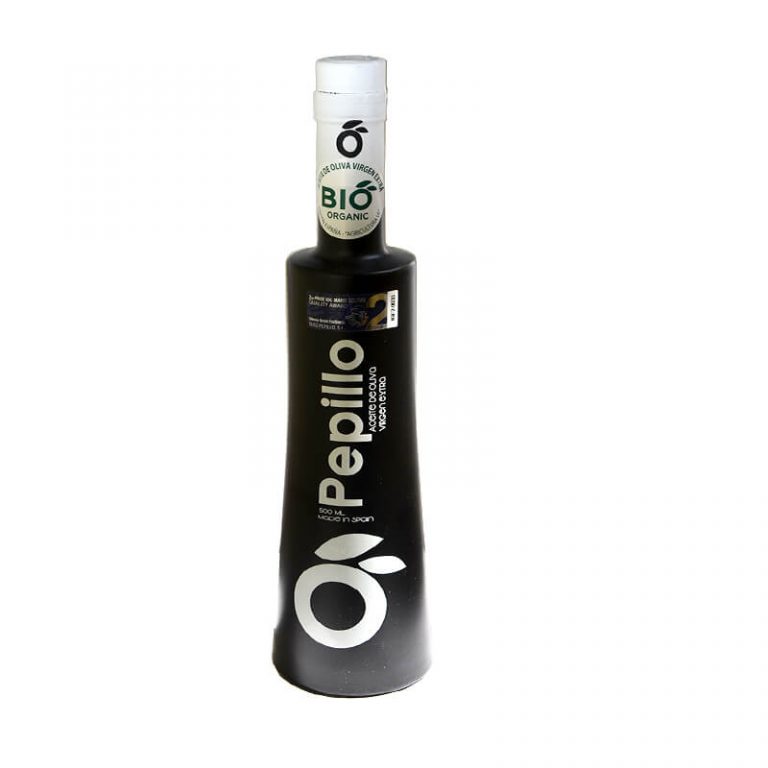 Botella de aceite de oliva virgen extra ecológico de Oleo Pepillo